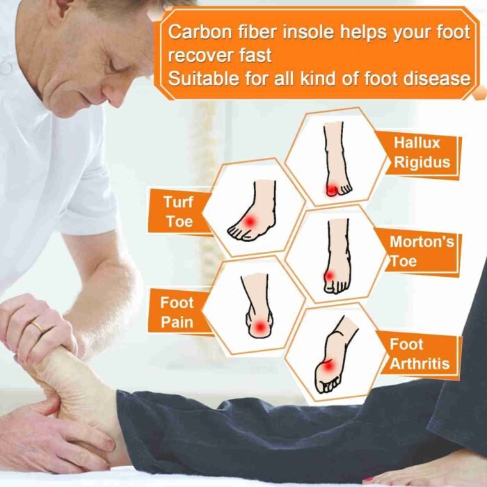 Carbon Fiber Insoles, 1 Pair Rigid Insole Insert for Pain Relief Recovery of Ar ( (2)