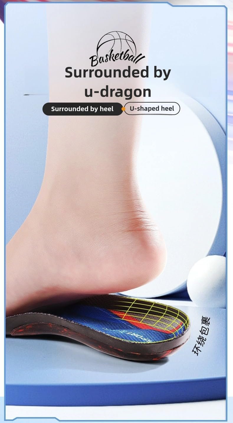 Anti-Torsion Shock-Absorbing Insoles with Arch Support – Ideal for Basketball and Football Players