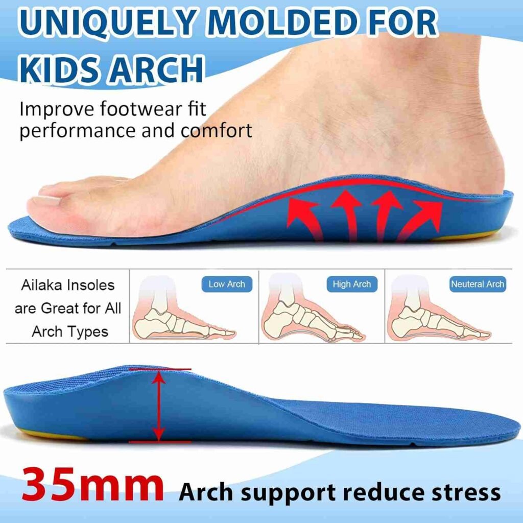 Kids PU Foam Insoles with Arch Support – Plantar Fasciitis Inserts for Flat Feet (1)