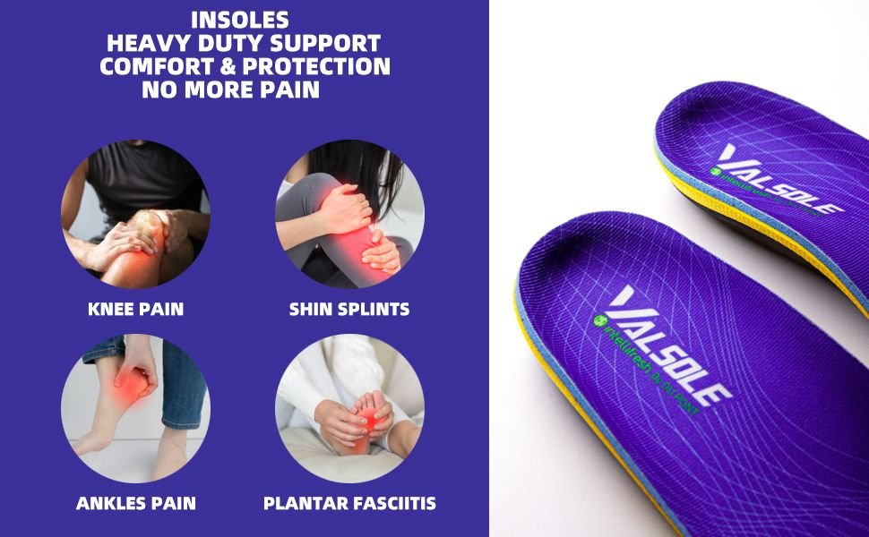 Plantar Fasciitis Insoles with Arch Support for Flat Feet and Work Boots